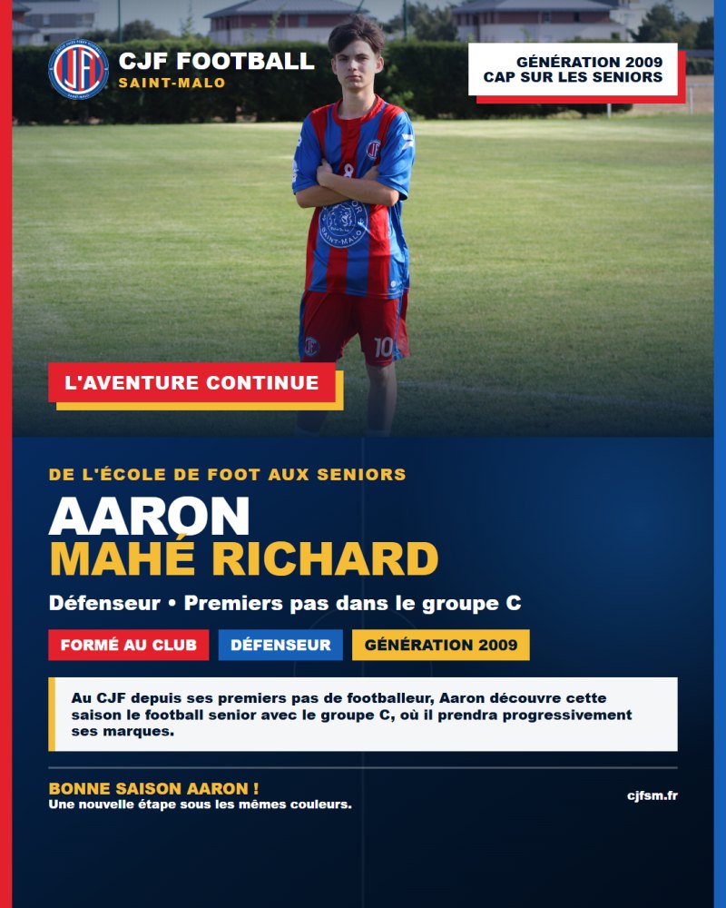 Aaron MAHÉ RICHARD, de l'école de foot aux Seniors du CJF