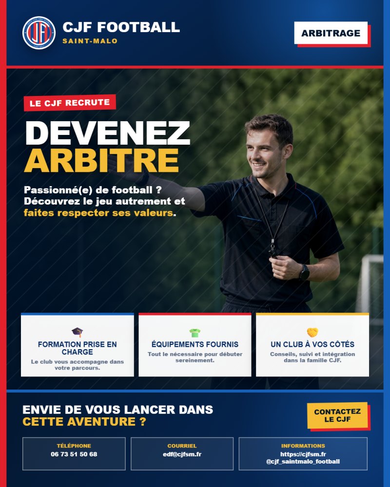 Le CJF Football Saint-Malo recrute de nouveaux arbitres